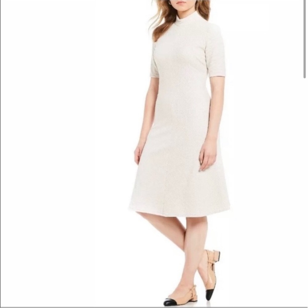 Alex Marie Cream Ribbed Midi Dress